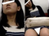 (電車対面）(顔出し)電車の揺れに合わせて…意識まどろむ…きれいな黒髪のロングヘアOLさんを観察してみました!!