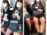仲良しJK風制服S級ギャル美女の対面エロ過ぎるミニスカ生脚95