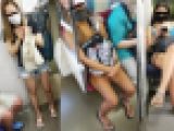 電車内のショーパン女～口隠して太もも隠さず③～