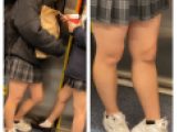 ２名の立ちJK風制服美女のエロ過ぎるミニスカ生脚209