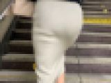 【デカ尻女の日常】セクシーニットワンピースのエロ尻。デカ尻の食い込みパンツ。両方の肉尻を交互に楽しむ最高のヌキタイム【560】