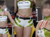 【フェチ動画】ホットパンツがピチピチに食い込む！東●オート●ロン2022史上最高の美ボディコンパニオン！