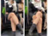 脚を組むJK風制服美女の対面エロ過ぎるミニスカ生脚380