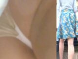 [★顔出し]パンチラ盗撮 巨乳女子 ベージュ色パンツが尻に食い込み
