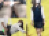 【粘着痴漢】黒髪スレンダーJ〇がはしたなく電車内で潮吹き！連れ込んだトイレで嫌がり大騒ぎするも無理矢理生ハメ＆中出し！