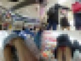 素人逆さ撮り005　ギャルのピンクパンツと清純娘の赤パンツ（バレ？）