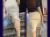 【016】夏の夜の繁華街を歩く長身OLさんの白タイトスカート！