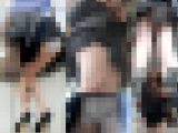 【再販】駅構内にて美女が屈んでモロパンチラ！めくり＆前後密着悩殺パンチラ盗撮動画（Full HD）