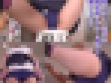 制服スカートの中に学販濃紺ブルマー履いてるニーソ女子（2）ブルチラ開脚からブルマー脱いで生パンツへ